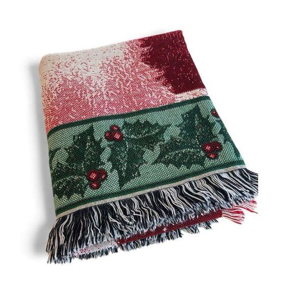 Vintage American Weavers Woven Santa with Toys Throw Blanket 60"X50" Made In USA - Picture 6 of 6